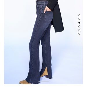 Slim flared slitted high rise jeans